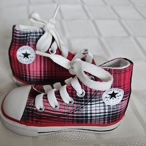 HOST PICK 🥳Converse Kids' All-Star Red Plaid High-Top Sneakers
